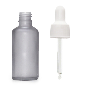 264x 50ml Mattgraue Glas-Tropfflasche mit weißer Pipette