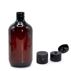 10x 500 ml bernsteinfarbene Boston-Flasche aus Kunststoff mit Klappdeckel, 28 mm