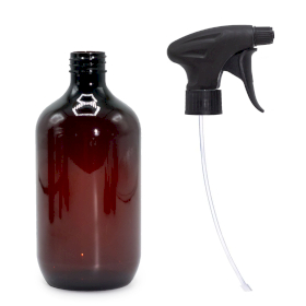 10x 500 ml bernsteinfarbene Boston-Flasche aus Kunststoff mit Sprühverschluss, 28 mm