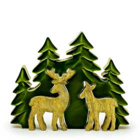 2x Verloren im Wald-  Zwei Rehe im Wald 3D-Holzdekoration - 18x23cm