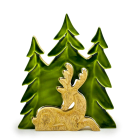 2x Verloren im Wald-  Hirsch im Wald 3D-Holzdekoration - 23x20cm