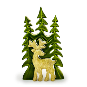 3x Verloren im Wald-  Hirsch im Wald 3D-Holzdekoration - 25x15cm