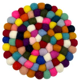 Rundes Tischset mit Filzkugeln- 20cm Mehrfarbig