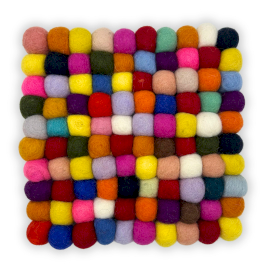 Rundes Tischset mit Filzkugeln - 20cm Mehrfarbig