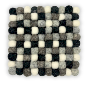 Quadratisches Tischset mit Filzkugeln- 20cm Mehrfarbige graue Farbe