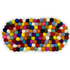 Ovale Filzkugel-Mittelmatte - 38x18cm Mehrfarbig