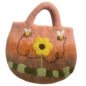 Sonnenblumen- und Bienenfilztasche - 35x27cm