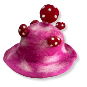 Filzhut mit Pilzmotiv - Shocking Pink