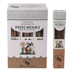 12x 30 g Golden Patchouli-Räucherstäbchen aus Harz (6 Stück)