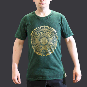 Stone Washed T-Shirt - Mandala - Grün-S