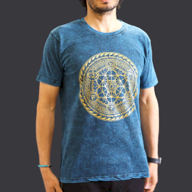 Stone Washed T-Shirt - Chakra - Blau-M