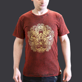 Stone Washed T-Shirt – Hamsa – Kastanienbraun – S