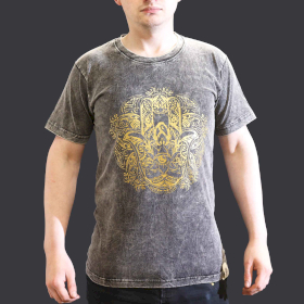 Stone Washed T-Shirt – Hamsa – Dunkelgrau – S