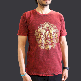 Stone Washed T-Shirt – Hamsa – Kastanienbraun – M