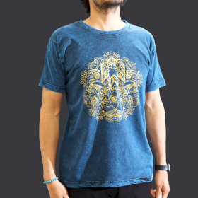 Stone Washed T-Shirt - Hamsa - Blau - M