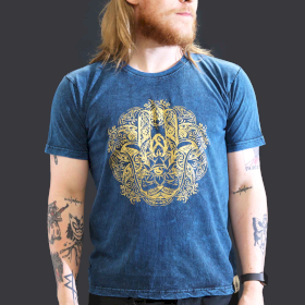 Stone Washed T-Shirt - Hamsa - Blau - L