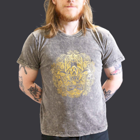 Stone Washed T-Shirt – Hamsa – Dunkelgrau – L
