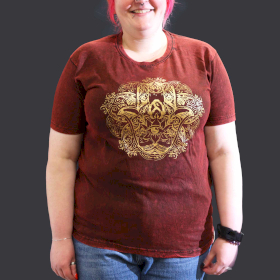 Stone Washed T-Shirt – Hamsa – Kastanienbraun – XL