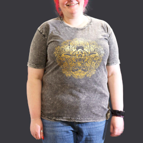 Stone Washed T-Shirt - Hamsa - Dunkelgrau-XL