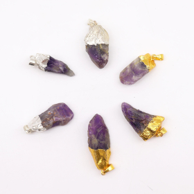6x Edelstein-Amethyst-Anhänger, vergoldet und versilbert (6 sortiert)