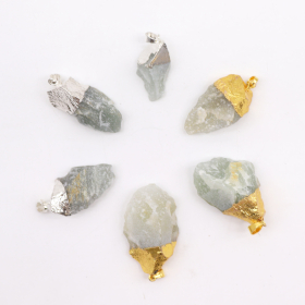 6x Edelsteinanhänger aus indischer Jade, vergoldet und versilbert (6 sortiert)