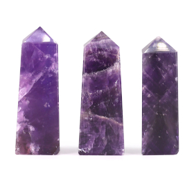 3x Edelstein-Obeliskenspitzen ca. 5cm - Afrikanischer Amethyst