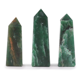 3x Edelstein-Obeliskenspitzen ca. 5cm - Indische Jade