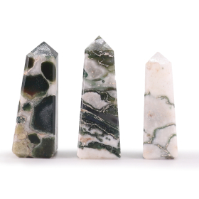 3x Edelstein-Obeliskenspitzen ca. 5cm- Moosachat