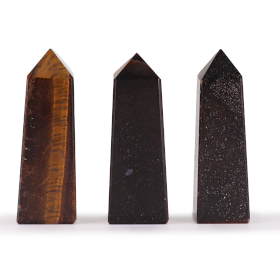 3x Edelstein-Obeliskenspitzen ca. 5cm- Tigerauge