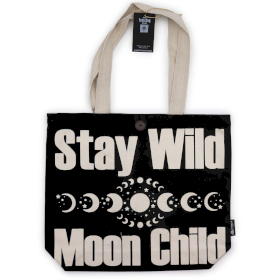 Iconic klassische Tragetasche Stay Wild, Mood Child - Schwarz Natürlich 10oz (36x43x10cm)