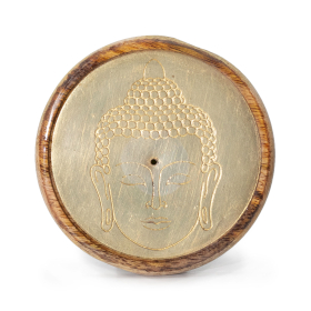 10x Gold auf Mangoholz-  Buddha-Kopf