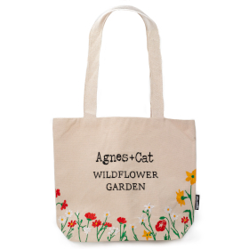 Stickerei-Gartentasche- Lavendelwiese (30x38x10cm) - 10oz Baumwolle natur - Innenfutter und Tasche
