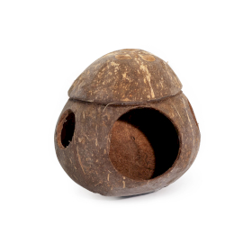 4x Natürliches Kokosnuss-Vogelhaus - Mit Haken - 13cm