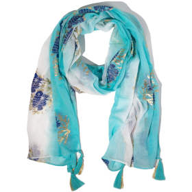 Nomad Sari  - Summer Schal -  180x50cm - Aqua Fish - Türkis