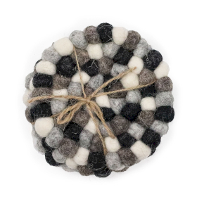 Runde Untersetzer aus Filzkugeln- 10cm Mehre Grautöne (4er-Set)