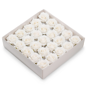 25x DIY Seifenblumen - (5-Schicht) Romantische Rose - Weiß