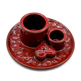 Palo Santo Stäbchen & Räucherhalter- Mandala - Rot, mit Herz- Glanz