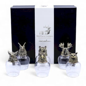 6x Geschenkset mit 6 Bottom-Up-Gläsern (100ml) - Wilde Waldtiere - Antike Bronze