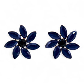 Königsblau - Vintage Glass - Blumen - Ohrringe