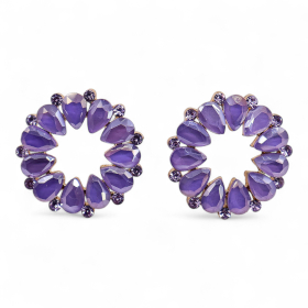 Lavendel - Vintage Glass - Schleife - Ohrringe