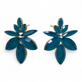 Blaugrün- Vintage Glass - Blumen - Ohrringe