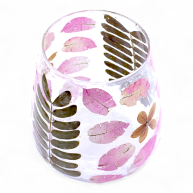 4x Kerzenhalter mit Blumenmuster -Vase Kerzenhalter - Primavera - (12x11cm)