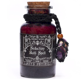 4x Ancient Witch Badezaubertrank & Amethyst-Kristall-Amulett – Verführung