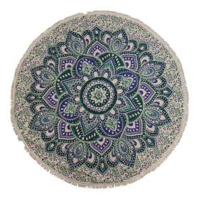 Kleine Mandala-Rundstickerei aus Baumwolle (130cm) - Türkis & Blau