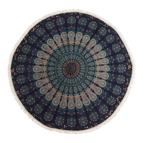 Kleine Mandala-Rundstickerei aus Baumwolle (130cm) - Peacock Blues