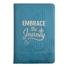Samt-Notizbuch - 80 Seiten - Embrace the Journey - Hellblau