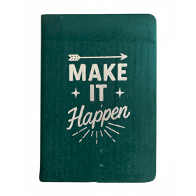 Samt-Notizbuch - 80 Seiten - Make it Happen - Dunkelgrün