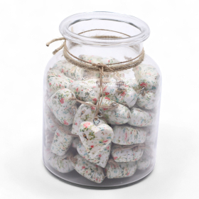 50x Große dekorative Holzherzen - Viktorianische Blume (50) - im Glas