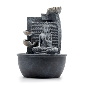 Tischwasserspiel - 19x19x28cm - Buddha, Lotusblumen-Kaskadentöpfe