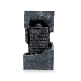 Großes Wasserspiel - 24x22x48cm - Farbwechselnde Kristallkugel im Gestein